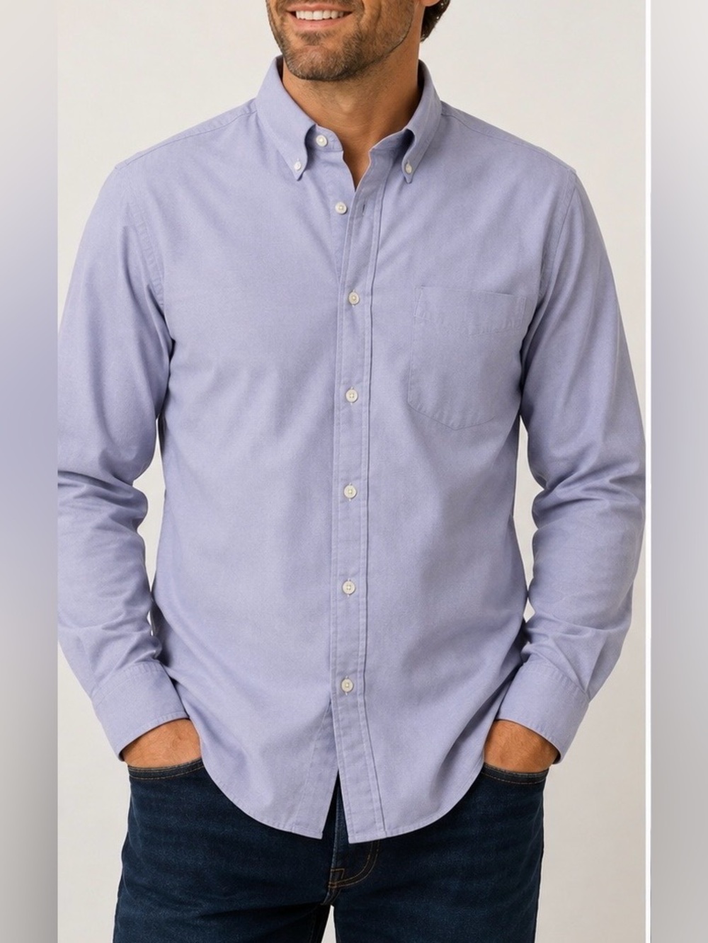 L.L. Bean Men’s Oxford Cloth Button Down Shirt 17.5 33 Light Blue Long Sleeve